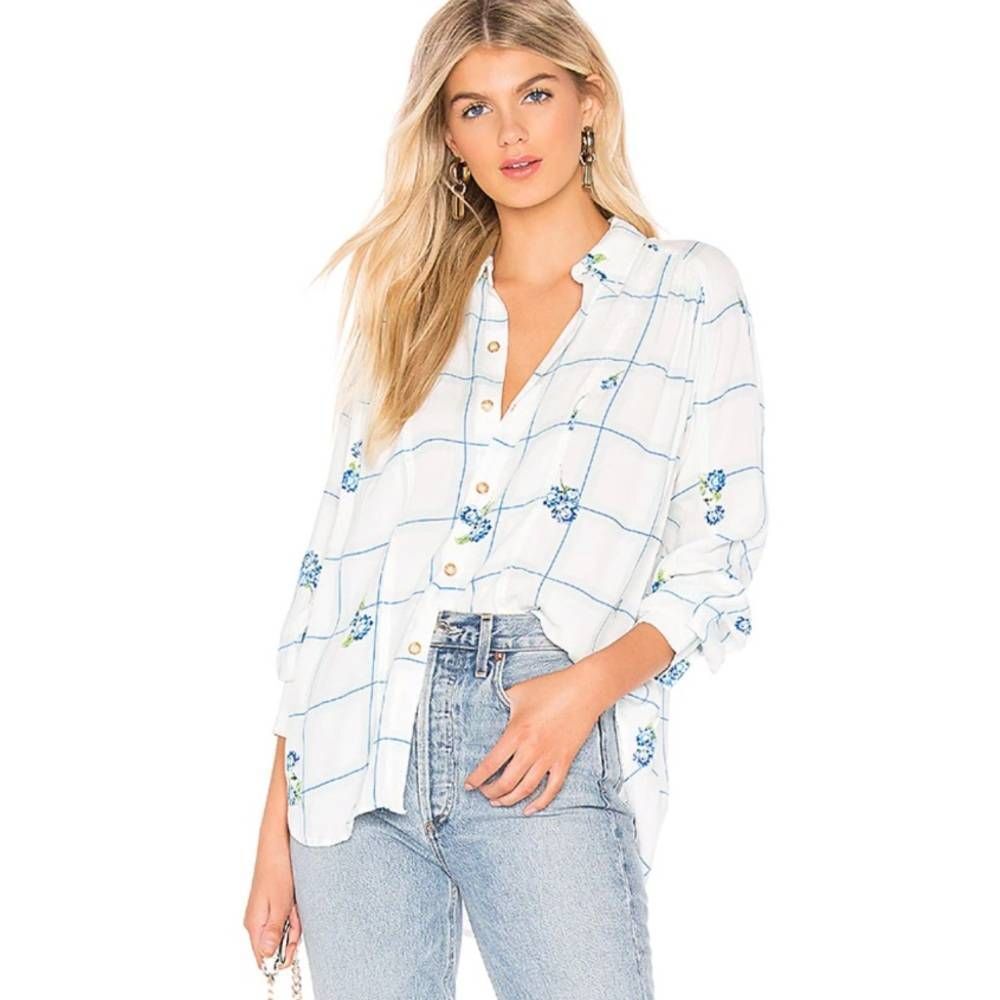Free People Window to My Heart Long Sleeve Blouse M